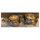 (2) 1920 Vintage Silver Tea Cups W/Strainer