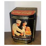 Coca Cola Fountain Service Tin, Hinged Lid, Coke M