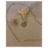 Pendants and Broken Necklace Marked 10k