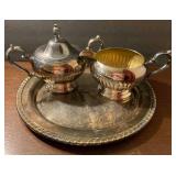 Oneida Silver Platter W/ Creamer & Sugar Bowls