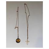 Small Cross and Double Sided Pendant and Necklace
