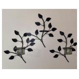 (3) Metal Leaf Wall Votive Holder