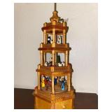 4 Tier Natural Wood Nativity Scene and Angels Musi