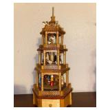 4 Tier Natural Wood Nativity Scene and Angels Musi