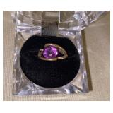 Purple Amethyst Stone Ring Marked 14k