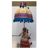Rare Traditional Huichol Mexican Native Doll Lamp