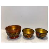 Russian Hand Painted Small Bowls, Folk Art