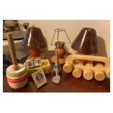 (3) TeaLight Small Wooden and Glass Shades & More