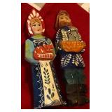 Hand Carved Russian Dolls 4.5in