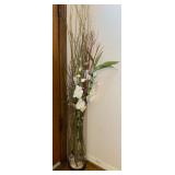 20 in. Glass Vase w/Faux Flowers