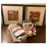 (2) Coffee Frames Kitchen Towels & More 12in x 12i