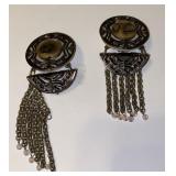 Abalone Dangle Clip On Earrings