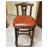 Wood Counter Height Leather Stool