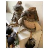 Handcrafted Pair of Fur Hat Bird Sitters