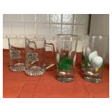 (4) Golf Glasses & (2) Golf Beer Mugs