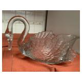 Pressed Glass Swan Bowl