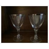 2 Fostoria Handblown Wedding Ring Crystal Glasses