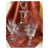 Crystal Decanter & Cherry Glasses