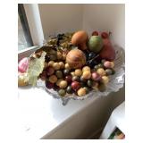 Decorative Glass Bowl with Faux Fruit