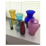 7 Colored Flower Vases