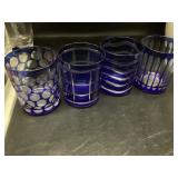 4 Blue and Clear Rocks Glasses