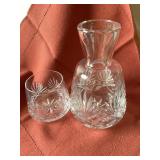 Hand Cut Crystal Carafe and Glass