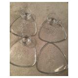 3 Glass Snack Plates with Cups