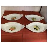 (4) Apilco Porcelain  Oblong Bowls