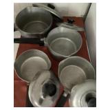 (4) Piece Wagner Ware Magnalite Pots w Lids