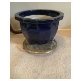 Blue  Ceramic Flower Pot and Roller Stand