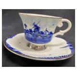 Delft Teacup W/Plate Handpainted.