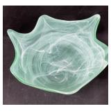 Green Glass Swirled Bowl