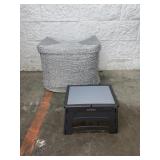 Silver Woven Oversized Basket with Lid and