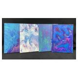 (4) 9x12 in. Fluid Abstract Art on Canvas