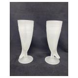 (2) 8.5 in. Frosted Glass Horn  Pilsners