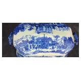 Heavy Blue & White Covered Dish