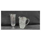 10" Etched Vase + 8.5" Heavy Crystal Pitcher