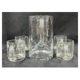 Glass Pitcher w/(4) Glass Cups