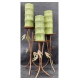 (3) Assorted Size Metal Bamboo Candle Holders
