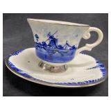 Delft Teacup W/Plate Handpainted.