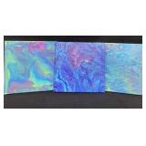 (3) 10x10 in. Fluid Abstract Art on Canvas