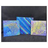 (3) Abstract Art on Canvas