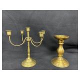 Brass Candlestick Holder and Pillar