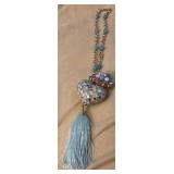 Vintage Beaded & Gold W/ Glass Cut Heart Necklace