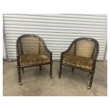 Pair of John Widdicomb Barrel Chairs With Cane