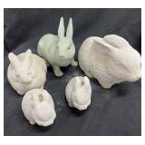 (4) Cement Bunny Rabbits & More