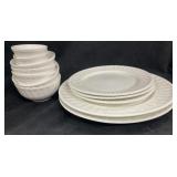 White Elements Dinner Plates& Small Bowls