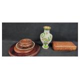 7" Small Oriental Vase, Glass Trinket Box & More