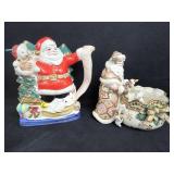 2 Large Ceramic Santa Pieces