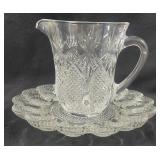 Crystal Pitcher (7in) & Glass Tray